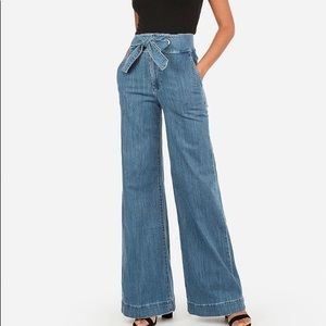 Express LONG High Waisted Tie Front Jeans